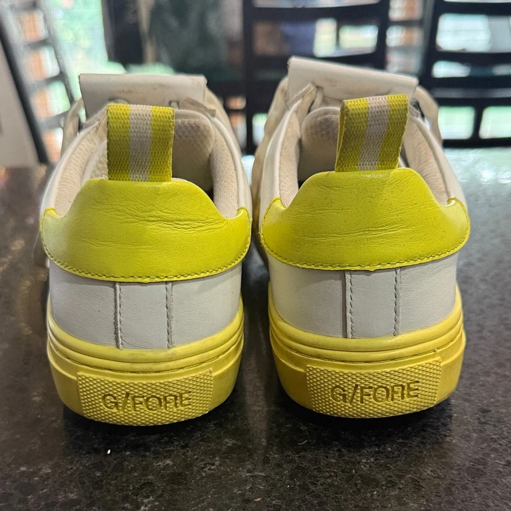 G/FORE White and Yellow Athletic Golf Shoes - Picture 2 of 6